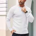 COOFANDY Mens Knit Henley Sweater Long Sleeve Button Down Lightweight Sweater Fall Slim Fit Ribbed Pullover (White)
