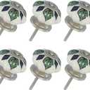 Uxcell 6 Packs Ceramic Knobs, Pumpkin Ceramic Cabinet Drawer Knobs Retro Decorative Dresser Pulls Handle with Screw for Closet Drawer Cupboard Wardrobe, Diamond Flower