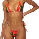 Women Halter String Bikini Set Sexy Thong Cheeky Two Piece Swimsuits Solid Color Bathing Swimwear (Small, Multicoloured)