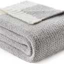 Snuggle Sac Buttery Grey Throw Blanket for Couch, Reversible Super Soft Warm Blankets Cozy Knit Fuzzy Plush Lightweight Throws for Sofa, Bed, Heather Grey, 50"x 60"
