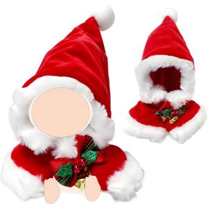 17cm/15cm Doll Clothes Christmas Outfit Set,Christmas Cape with Hat Accessories for Dolls,Clothes Set for Dolls Dress Up (No Doll) (Red 01)
