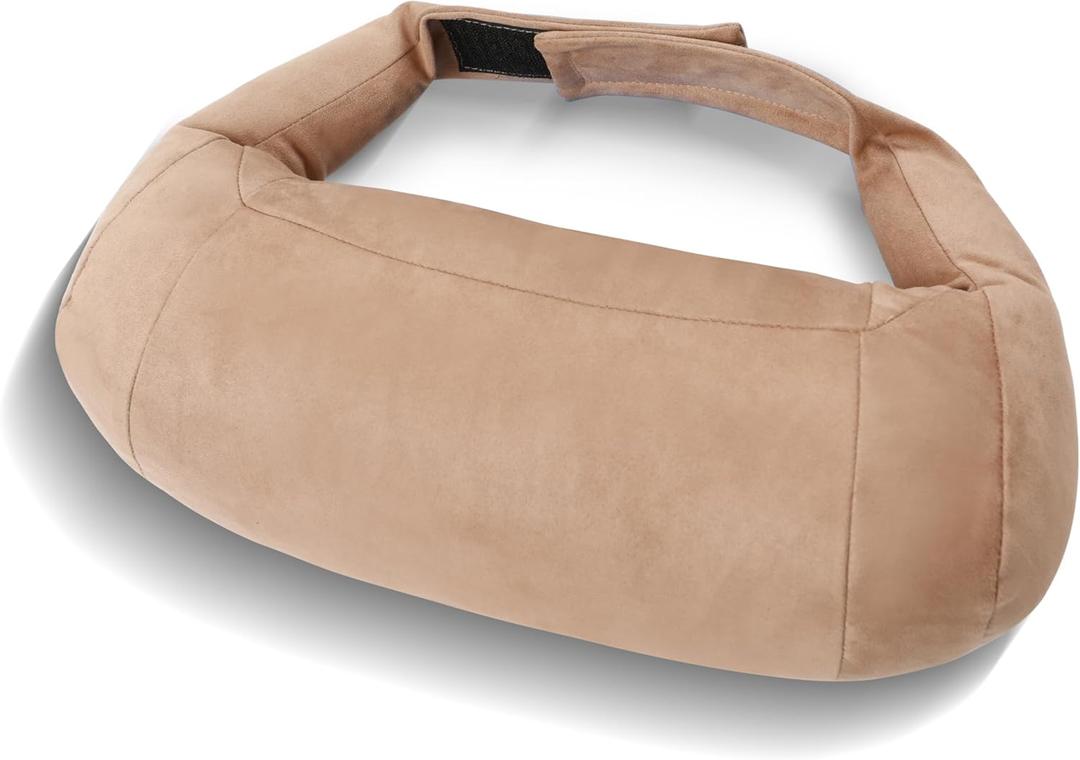 1P Car Neck Pillow for headrests, Suede Support Head Pillows for Driving,Polyester,11.8x6inch Drive Vehicle Cushion Seats (Beige)