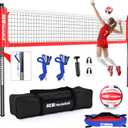 Haokelball Outdoor Volleyball Net Set for Backyard, 32FT Regulation, 3-Level Adjustable Height & Anti-Sag Tension System, Heavy Duty Thick Poles, Includes Volleyball, Pump, Boundary Line and Carry Bag