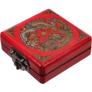 Chinese Jewelry Box Handmade Vintage Jewelry Organizer Wooden Box Antique Trinket Case Dragon Bangle Container Bracelet Holder for Women Treasure Earring (8X8CM)