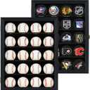 Hockey Puck Display Case Shadow Box Wall Cabinet (Pucks not inlcuded), UV Protection Door (Black)