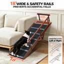 XL Dog Ramp for Bed - 18” Wide, Side Rail, Non-Slip Rubber Surface 47.24" Long, 6 Adjustable Heights, Gentle Slope, Foldable Pet Ramp for Small Large Senior Dogs to Get on High Couch/Car, Holds 200lb