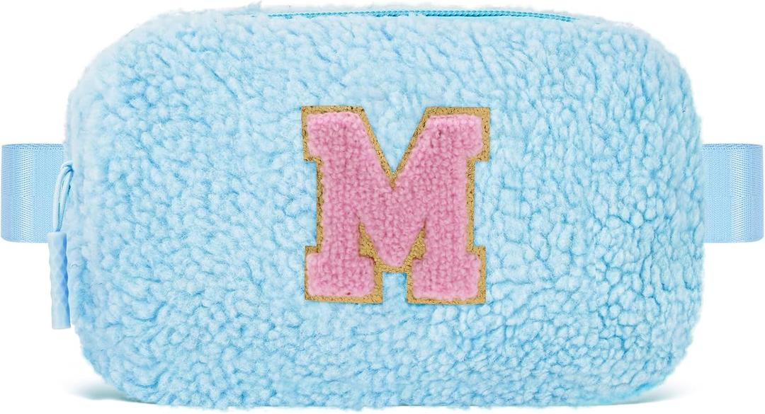 Uygafly Belt Bag with Initials,Fanny Packs Crossbody Bags for Women Girls Kids,Birthday Graduation Gifts for 5 6 7 8 9 10 11 12 13 14 15 16 Year Old Girl,Trendy Cute Purse Stuff - M,Blue