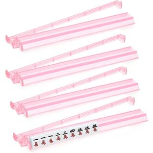 Pink Mahjong Racks with Pushers 18.7‘’ Mahjong Set of 4 Mahjong Accessories