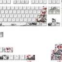 JSJT Shine Through Keycaps-Japanese Keycap 129 Keys Plum Blossom Custom Keycap Set Cherry Profile PBT Double Shot Backlit Key Caps for Cherry MX Switches Mechanical Keyboards 129-JP