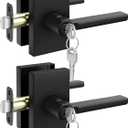 Goldenwarm Black Door Handle with Lock and Key, Square Matte Black Exterior Door Handle, Heavy Duty Zinc-Alloy Keyed Entry Door Lock with Key - 2 Pack