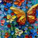V-inspire Art,Modern Hand-Painted Oil Paintings Colorful Floral Acrylic Oil Painting on Canvas 30 x 45 inch Butterfly Flowers Wall Art Home Decoration