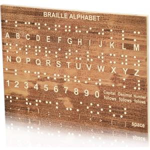 party greeting Large Wood Braille Alphabet Board Fingerboard Braille Alphabet and Number Board 12.88.46 In Wood Carved Raised Dot Educational Tool Game Teaching for Blind Visually Impaired Blind Gift