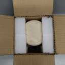 Nartural Marble Qtip Holder with Brass Lid, Beige Travertine Cotton Swab Jar, Modern Round Canister, Small Apothecary Storage Jars for Bathroom, Bedroom, Vanity, Kitchen Cabinet