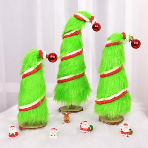 3 PCS Christmas Tree, Christmas Decorations with Plush Fur Surface, Tabletop Decor for Xmas New Year Winter Holiday Home Decor