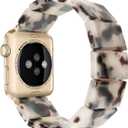 Heesch Resin Fashion Watch Band Compatible with Apple Watch, Tortoise Elastic Watch Band Bracelet Jewelry Wristband Women for iWatch