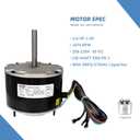 B13400251S, 1/6 HP Condenser Fan Motor Replaces Goodman Amana, Janitrol B13400251, ge 5KCP39BGY926S, genteq 3S012, 208-230 Volts, 1075 RPM, AO Smith F48A90A76 with Capacitor Leungoo