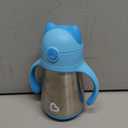 Munchkin Cool Cat Sippy Cup with Straw for Toddlers, Stainless Steel Straw Cup, 8 Ounce, Blue