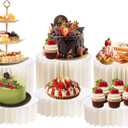 6 Pcs Buffet Risers, Foldable Food Display Risers, Acrylic Disc Dessert Table Display Set, Paper Cupcake Cake Stand for Party, Cylinder Stands for collectibles, Jewelry Figures (White)