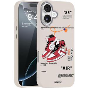 Cool Design Phone Case for iPhone 16 Case for Boys Men Aesthetic Shockproof Basketball Sneaker Sports Designer Cases Compatible with iPhone 16 Beige