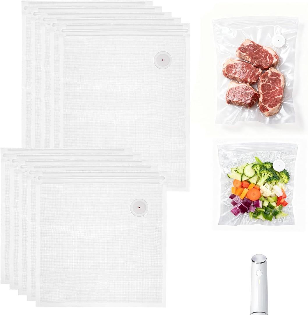 Vacuum Sealer Bags Compatible with Chef Preserve,10PCS Reusable Food Grade And Leak-Proof Storage Bags,Clear,5pcs (10.24 * 11.02 in),5pcs(10.24 * 13.39 in)
