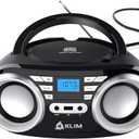 KLIM B3 Portable CD Player Boombox with FM Radio, Bluetooth, USB, AUX, and FM Radio Dual Speakers, EQ Sound Effects, 20 Preset Stations, Compact and Lightweight