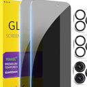 PEHAEL 2+2Pack for iPhone 15 Pro Max Privacy Screen Protector with Camera Lens Protector Full Coverage Anti-Spy Tempered Glass Film 9H Hardness Easy Installation Bubble Free [6.7 inch]