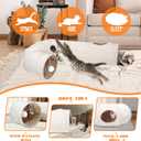 Cat Tunnel, 2-Way Collapsible Cat Tube with Interactive Peek-A-Boo Hole, Toy Ball, and Rope Ideal for Indoor Cats, Kittens, and Rabbits, Beige