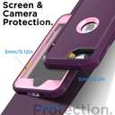 2 x AICase for iPhone SE 2022/3rd/2020/8/7 Case with Built-in Screen Protector,Heavy Duty Drop Protection Full Body Rugged Shockproof/Dust Proof Military Protective Tough for iPhone SE 2022/2020/8/7_8 (Night Purple/Pink(built-in film))