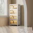 144 QT / 36 Gal Stackable Storage Bins (1 Lid) w/Wheels & Magnetic Doors, Collapsible Plastic Organizer Cabinet for Closet Office Garage - White Storage Containers