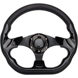 D Shape Style Golf Cart Steering Wheel Universal Design for Club Car Ds and Precedent EZGO RXV & TXT, Yamaha Golf Cart Steering Wheel (Black-56F)