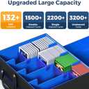 Budding Joy Card Deck Box for MTG with Small Case, 2200+ Commander Trading Card Storage Box with Portable Handle, Magnetic Deck Case Fits for Top Loader TCG, PTCG, Sports, Magic Cards, Black Blue (4 Rows)