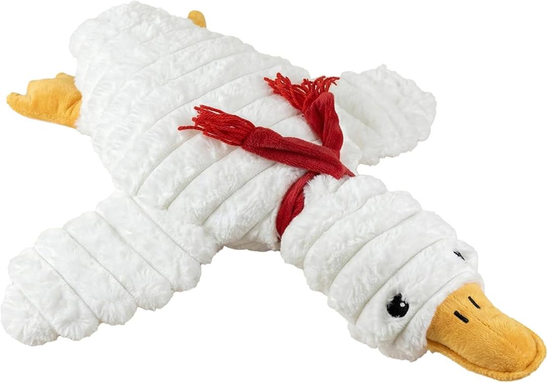 Pet Lou 36 Inch Goose Dog Toy, Plush Squeaky Dog Toy with Crinkle and Grunter, Interactive Dog Toy for Puppies and Dogs, White
