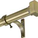 Window Curtain Rods 28 to 48 Inches, 1 Inch Heavy Duty Modern Decorative Telescoping Drapery Rod with Solid Aluminium Alloy Brackets and Square Finials, Length Adjustable, Antique Bronze