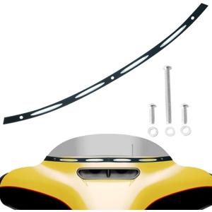 Slotted Windshield Trim Compatible with Harley Davidson Touring Electra Glide Street Glide Ultra Limited Tri Glide 2014-2024, Black