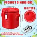 meekoo 10L Large Insulated Ice Bucket for Parties, Double-wall Beverage Bucket with Lid & Scoop, Keeps Champagne, Wine, Beer Chill for Parties Stainless Steel Ice Buckets for Summer Beach Party