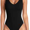 OQQ Womens Tummy Control One Piece Swimsuit  Crinkle Textured Swimwear Full Coverage Slimming Bathing Suit (Medium, Black)
