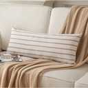Caflife Boho Lumbar Throw Pillow Cover 14X36 Long Soft Farmhouse Decorative Couch Pillow Cases Beige Striped Body Pillow Covers Neutral Cushion Covers for Sofa Bed Living Room Home Decor Pack of 1