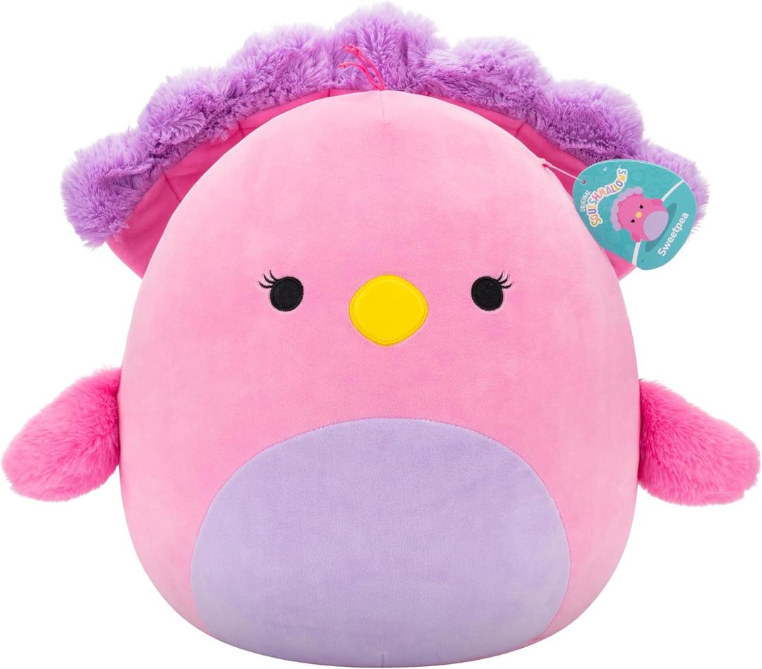 Squishmallows Original 14in Sweetpea The Pink and Purple Peacock  Official Jazwares Plush (Large)