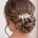 Catery Flower Bridal Hair Comb Gold Wedding Hair Clip Rhinestone Accessories for Women