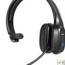 TECKNET Trucker Bluetooth Headset, Trucker Bluetooth Headphones with Microphone AI Noise Canceling Wireless On Ear Headset, Hands Free Wireless Headset for Cell Phone Computer Office Home bright black
