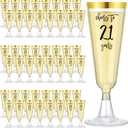 48 Pack 21st Birthday Cup Cheers to 21 Years Plastic Champagne Flutes 5 Oz Disposable Cocktail Cups Finally Twenty One Birthday Party Supplies Decorations Favors for Men Women