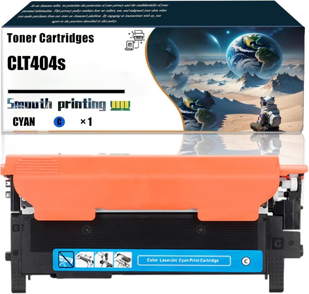 1 Pack CLTC404S Cyan Toner Cartridge Replacement for Samsung CLTC404S Work with Xpress C430W C430 C480FW C480FN C480 C43x Series C48x Series | CLTC404S