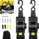 Hifybaty 2PCS Retractable Ratchet Straps - Heavy Duty Transom Tie Downs 2in x 4ft Ratchet Straps for Boat Trailer - Extra Mounting Brackets & Bolt Set, Boat Accessories, Break Strength 2200LBS/998KG