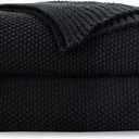 CozeCube Black Throw Blanket for Couch, Soft Cozy Cable Knit Throw for Bed Sofa Living Room, Lightweight Warm Decorative Farmhouse Christmas Blanket, 50"x60", Jet Black