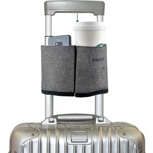 riemot Luggage Travel Cup Holder Free Hand Drink Carrier - Hold Two Coffee Mugs - Fits Roll on Suitcase Handles - Gifts for Flight Attendants Travelers Accessories Grey