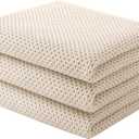Homaxy 100% Cotton Waffle Weave Kitchen Towels, 3-Pack Ultra Soft Absorbent Dish Towels, Quick Drying Cleaning Towels, 13 x 28 Inches, Beige