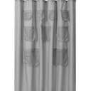 Mrs Awesome Gray Fabric Shower Curtain or Liner with 9 Mesh Pockets,72 x 72 inch, Water Proof, Washable and Rust Proof Grommets,Gray (Grey)