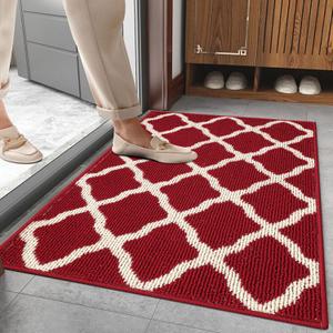 SHACOS Door Mats 24"x36" Non Slip Washable Doormats Rubber Backing Entryway Front Door Entrance Entry Rug Floor Mat for Home Kitchen Laundry, Red