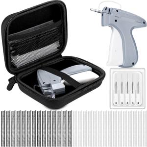 Lasnten 3007 Pcs Quick Clothing Fixer Kit with Fine Needle Stitch Gun for Clothes Storage Case 5 Needles 1500 Black 1500 White Quick Stitch Sewing Hemming Gun for Home Shops Warehouse(Grey)