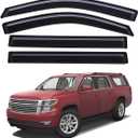 Lightronic Extra Durable Outside-Mount Auto Vent Window Visor, Fits 2015-2020 Cadillac Escalade ESV, Chevrolet Suburban, GMC Yukon XL, UV Protection Rain Guard, Original Wind Deflector, Smoke, 4-Pcs